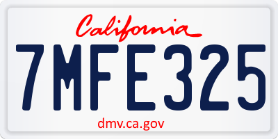 CA license plate 7MFE325
