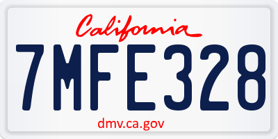 CA license plate 7MFE328