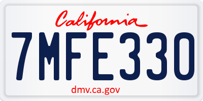 CA license plate 7MFE330