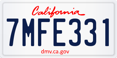 CA license plate 7MFE331