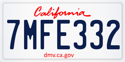 CA license plate 7MFE332