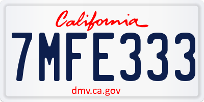 CA license plate 7MFE333