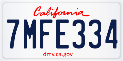 CA license plate 7MFE334