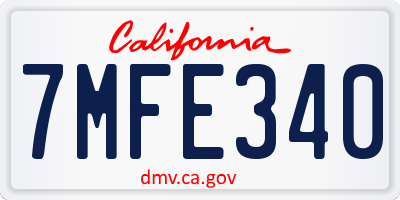 CA license plate 7MFE340
