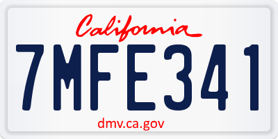 CA license plate 7MFE341