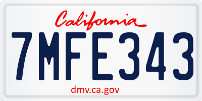 CA license plate 7MFE343