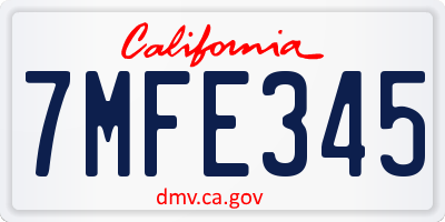 CA license plate 7MFE345