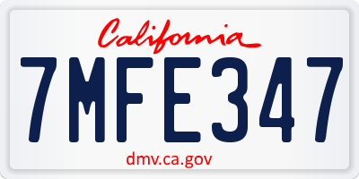CA license plate 7MFE347