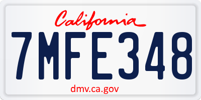 CA license plate 7MFE348
