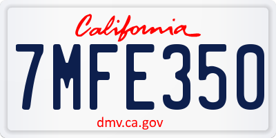CA license plate 7MFE350