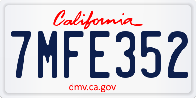 CA license plate 7MFE352