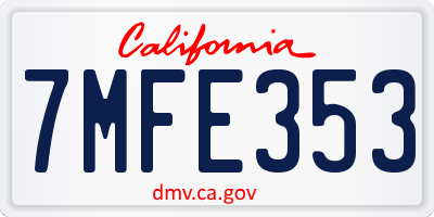 CA license plate 7MFE353