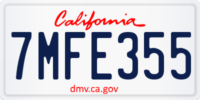 CA license plate 7MFE355