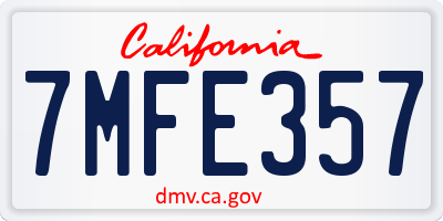 CA license plate 7MFE357