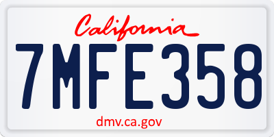 CA license plate 7MFE358