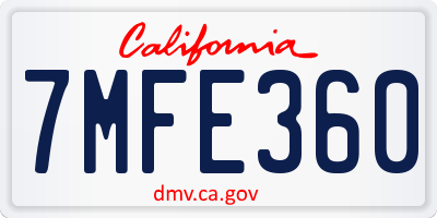 CA license plate 7MFE360