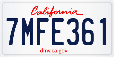 CA license plate 7MFE361