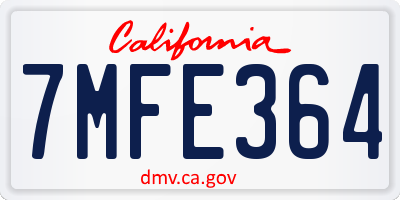 CA license plate 7MFE364