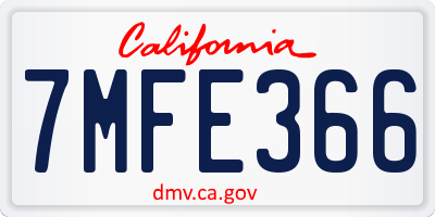 CA license plate 7MFE366