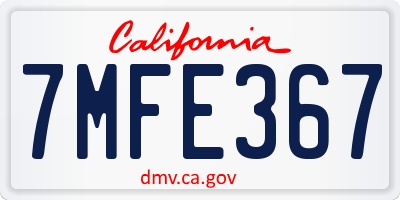 CA license plate 7MFE367