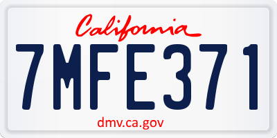 CA license plate 7MFE371