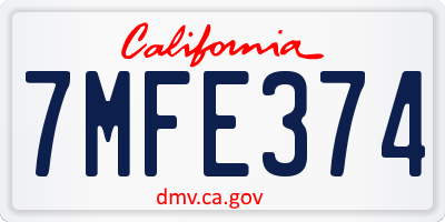 CA license plate 7MFE374