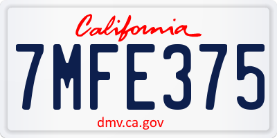 CA license plate 7MFE375