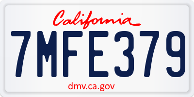 CA license plate 7MFE379