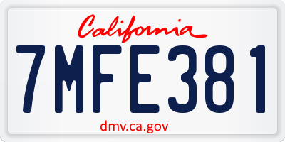 CA license plate 7MFE381