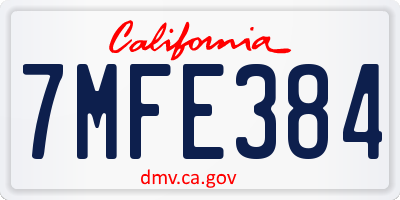 CA license plate 7MFE384