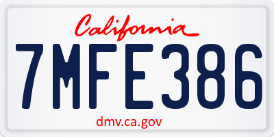 CA license plate 7MFE386