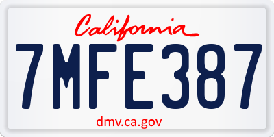 CA license plate 7MFE387