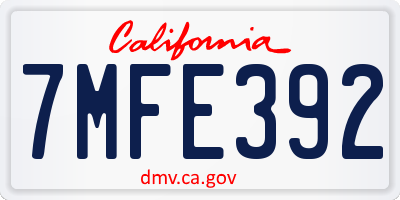 CA license plate 7MFE392
