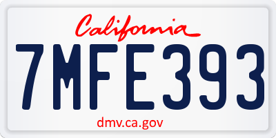 CA license plate 7MFE393