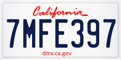 CA license plate 7MFE397