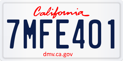 CA license plate 7MFE401