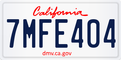 CA license plate 7MFE404