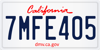 CA license plate 7MFE405