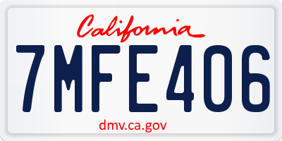 CA license plate 7MFE406