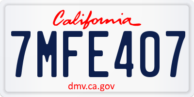 CA license plate 7MFE407