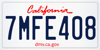 CA license plate 7MFE408