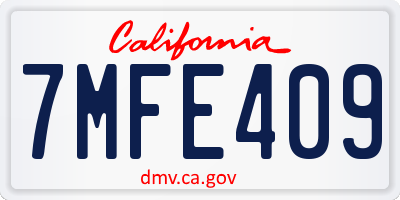 CA license plate 7MFE409