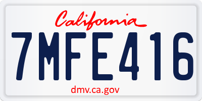 CA license plate 7MFE416