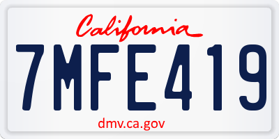 CA license plate 7MFE419