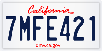 CA license plate 7MFE421