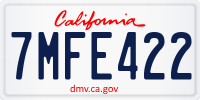 CA license plate 7MFE422