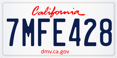 CA license plate 7MFE428