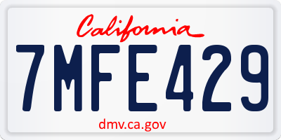 CA license plate 7MFE429