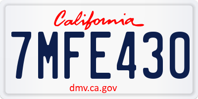 CA license plate 7MFE430