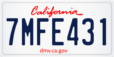 CA license plate 7MFE431